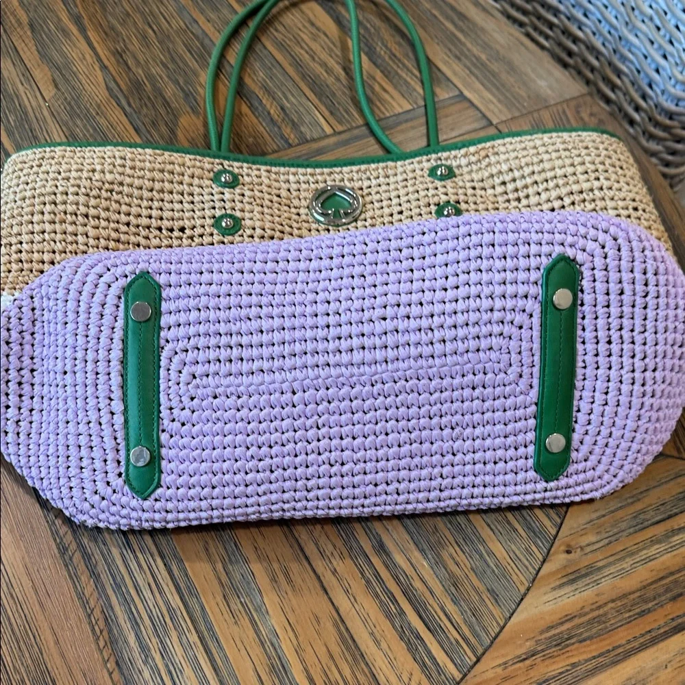Kate Spade Green and Lavender Woven Tote - Picture 6 of 8